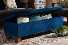 Load image into Gallery viewer, Baxton Studio Hannah Modern and Contemporary Navy Blue Velvet Fabric Upholstered Button-Tufted Storage Ottoman Bench
