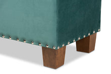 Load image into Gallery viewer, Baxton Studio Hannah Modern and Contemporary Teal Blue Velvet Fabric Upholstered Button-Tufted Storage Ottoman Bench
