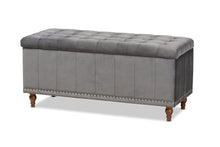 Load image into Gallery viewer, Baxton Studio Kaylee Modern and Contemporary Grey Velvet Fabric Upholstered Button-Tufted Storage Ottoman Bench
