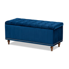 Load image into Gallery viewer, Baxton Studio Kaylee Modern and Contemporary Navy Blue Velvet Fabric Upholstered Button-Tufted Storage Ottoman Bench
