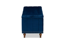 Load image into Gallery viewer, Baxton Studio Kaylee Modern and Contemporary Navy Blue Velvet Fabric Upholstered Button-Tufted Storage Ottoman Bench
