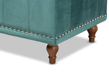 Load image into Gallery viewer, Baxton Studio Kaylee Modern and Contemporary Teal Blue Velvet Fabric Upholstered Button-Tufted Storage Ottoman Bench
