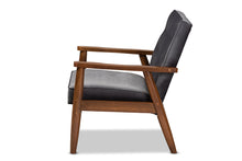 Load image into Gallery viewer, Baxton Studio Sorrento Mid-century Modern Grey Velvet Fabric Upholstered Walnut Finished Wooden Lounge Chair
