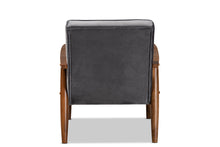 Load image into Gallery viewer, Baxton Studio Sorrento Mid-century Modern Grey Velvet Fabric Upholstered Walnut Finished Wooden Lounge Chair
