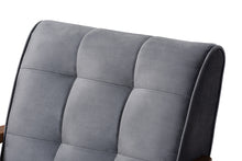 Load image into Gallery viewer, Baxton Studio Asta Mid-Century Modern Grey Velvet Fabric Upholstered Walnut Finished Wood Armchair
