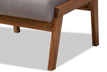 Load image into Gallery viewer, Baxton Studio Naeva Mid-Century Modern Grey Fabric Upholstered Walnut Finished Wood Footstool
