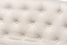 Load image into Gallery viewer, Baxton Studio Alira Modern and Contemporary Beige Fabric Upholstered Walnut Finished Wood Button Tufted Bar Stool Bench
