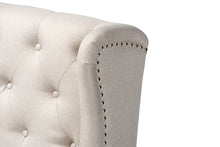 Load image into Gallery viewer, Baxton Studio Alira Modern and Contemporary Beige Fabric Upholstered Walnut Finished Wood Button Tufted Bar Stool Bench
