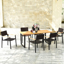 Load image into Gallery viewer, 7 Pieces Outdoor Patio Rattan Dining Furniture Table Set with Wicker Chairs
