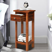 Load image into Gallery viewer, 2 Tier End Bedside Table with Drawer Shelf-Brown
