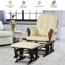 Load image into Gallery viewer, Solid Wood Gliding Chair Set with Pockets and Ottoman for Relaxing-Beige
