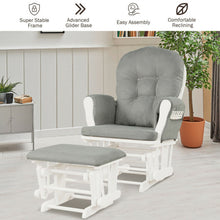 Load image into Gallery viewer, Solid Wood Gliding Chair Set with Pockets and Ottoman for Relaxing-Light Gray
