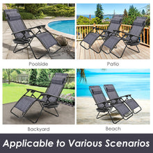 Load image into Gallery viewer, Outdoor Folding Zero Gravity Reclining Lounge Chair with Utility Tray-Gray
