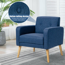 Load image into Gallery viewer, Modern Accent Chair Upholstered Linen Armchair with Rubber Wood Legs-Navy
