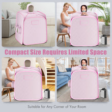 Load image into Gallery viewer, 800W 2 Person Portable Steam Sauna Tent SPA with Hat Side Holes 3L Steamer-Pink
