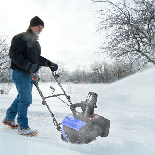 Electric Snow Thrower with Chute Rotation and 2 Transport Wheels-Blue