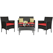 Load image into Gallery viewer, 8 Pieces Patio Cushioned Rattan Furniture Set-Red
