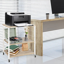 Load image into Gallery viewer, 3-Tier Kitchen Baker&#39;s Rack Microwave Oven Storage Cart with Hooks-Light Brown
