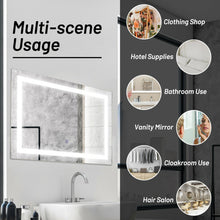 Load image into Gallery viewer, 27.5 Inch LED Wall-Mounted Rect Bathroom Mirror with Touch
