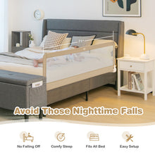 Load image into Gallery viewer, 71 Inch Extra Long Swing Down Bed Guardrail with Safety Straps-Beige

