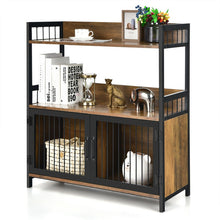 Load image into Gallery viewer, 2-Tier Baker&#39;s Rack Industrial Kitchen Microwave Oven Stand with Storage Cabinet-Rustic Brown
