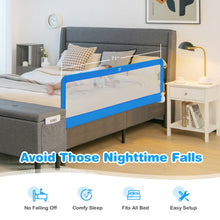 Load image into Gallery viewer, 71 Inch Extra Long Swing Down Bed Guardrail with Safety Straps-Blue
