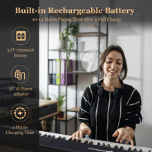 Load image into Gallery viewer, 88-Key Folding Electric Lighted Piano Full Size Portable Keyboard MIDI-Black

