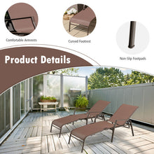 Load image into Gallery viewer, 2 Pieces Patio Folding Chaise Lounge Chair Set with Adjustable Back-Brown
