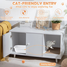 Load image into Gallery viewer, Cat Litter Box Enclosure with Divider and Double Doors-White
