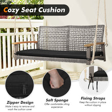 Load image into Gallery viewer, 2-Person Patio Wicker Hanging Swing Chair-Black

