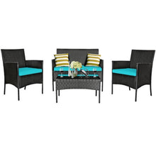 Load image into Gallery viewer, 8 Pieces Patio Cushioned Rattan Furniture Set-Turquoise
