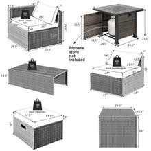 Load image into Gallery viewer, 9 Pieces Outdoor Patio Furniture Set with 32-Inch Propane Fire Pit Table-Black

