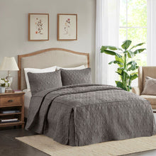 Load image into Gallery viewer, Madison Park Quebec 100% Polyester Fitted Bedspread - Queen - Dark Grey MP13-6474 By Olliix
