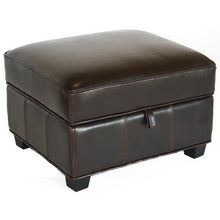 Load image into Gallery viewer, Baxton Studio Agustus Brown Leather Storage Ottoman

