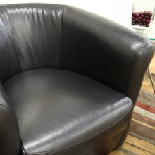 Load image into Gallery viewer, Baxton Studio Julian Black Brown Faux Leather Club Chair with 360 Degree Swivel
