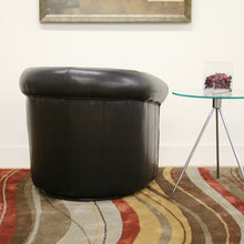 Load image into Gallery viewer, Baxton Studio Julian Black Brown Faux Leather Club Chair with 360 Degree Swivel
