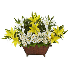 Load image into Gallery viewer, 20" Lilly and Daisy Artificial Arrangement in Metal Planter
