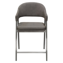 Load image into Gallery viewer, Adele Set of Two Counter Height Chairs in Grey Leatherette w/ Brushed Stainless Steel Leg by Diamond Sofa
