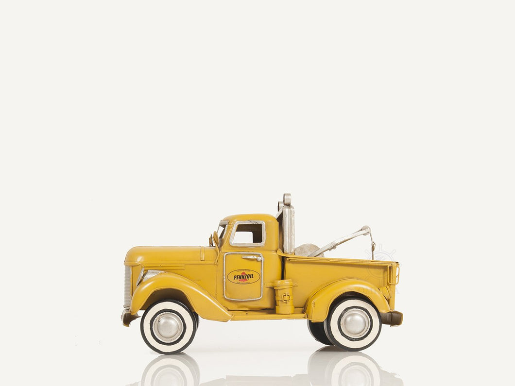 1926 Pennzoil Tow Truck Yellow Metal Handmade