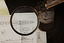 Load image into Gallery viewer, Brass Big Magnifier Glass W/ Wooden Base
