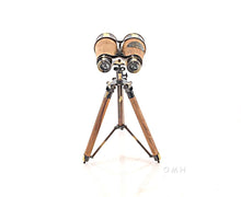 Load image into Gallery viewer, Wood/Brass Binocular On Stand
