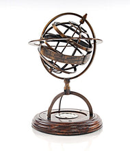 Load image into Gallery viewer, Brass Armillary With Compass On Wood Base

