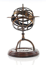 Load image into Gallery viewer, Brass Armillary With Compass On Wood Base
