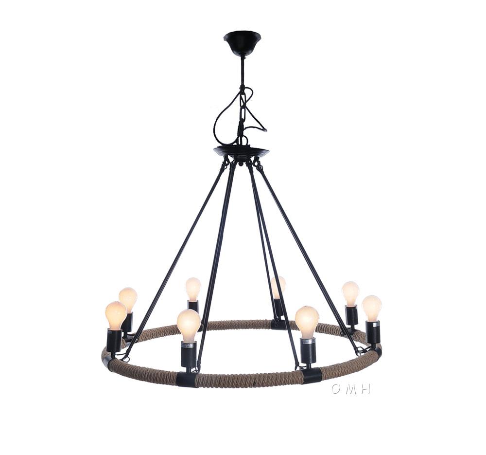 Rope Pendant Lamp - 8 Bulbs