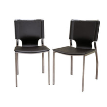 Load image into Gallery viewer, Baxton Studio Dark Brown Leather Dining Chair with Chrome Frame (Set of 2)
