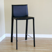 Load image into Gallery viewer, Baxton Studio Crawford Black Leather Counter Height Stool (Set of 2)
