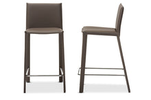 Load image into Gallery viewer, Baxton Studio Crawford Modern and Contemporary Taupe Leather Upholstered Counter Height Stool (Set of 2)
