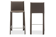 Load image into Gallery viewer, Baxton Studio Crawford Modern and Contemporary Taupe Leather Upholstered Counter Height Stool (Set of 2)
