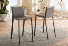 Load image into Gallery viewer, Baxton Studio Crawford Modern and Contemporary Taupe Leather Upholstered Counter Height Stool (Set of 2)

