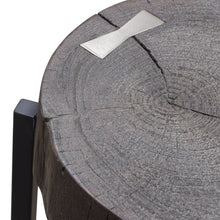 Load image into Gallery viewer, Alex Large 25&quot; Accent Table with Solid Mango Wood Top in Espresso Finish w/ Silver Metal Inlay by Diamond Sofa
